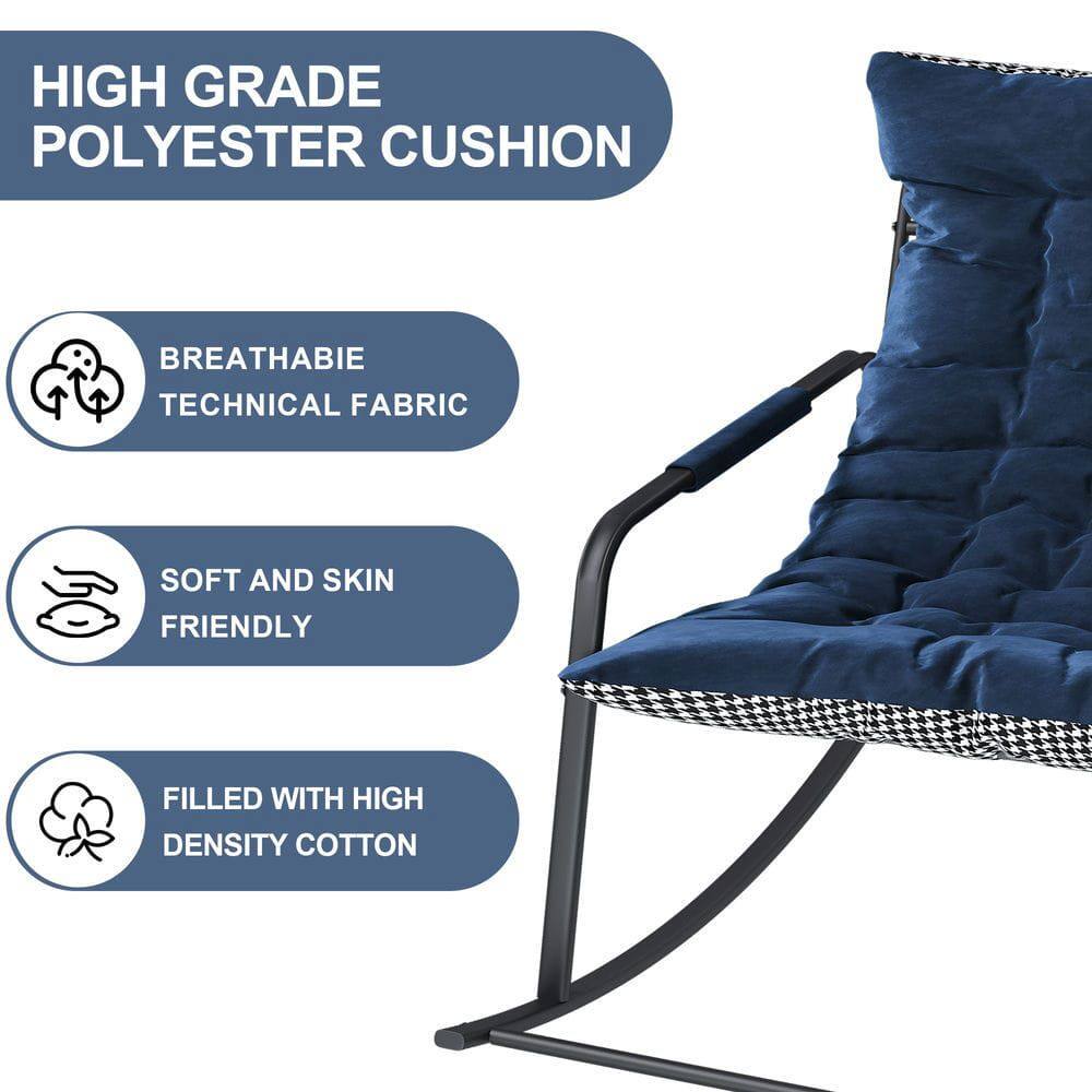 Alt View 2. Kadyn - Rocking Chair with Storage, Cushions and Armrests, Breathable Ergonomic Lounge Chair for Bedroom, Living Room, Blue - Blue.