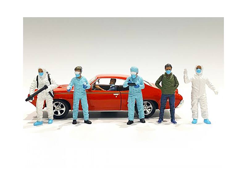 Front. American Diorama - Hazmat Crew 6 piece Figurine Set for 1/18 Scale Models by American Diorama - Multi.