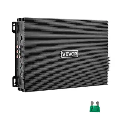 Front. VEVOR - 4 Channel Car Audio Amplifier 2 Ohm Stable Bridgeable Class A/B Full Range Amp Max Power 4 x 200W @ 4 Ohm / 4 x 400W - Titanium Gray.
