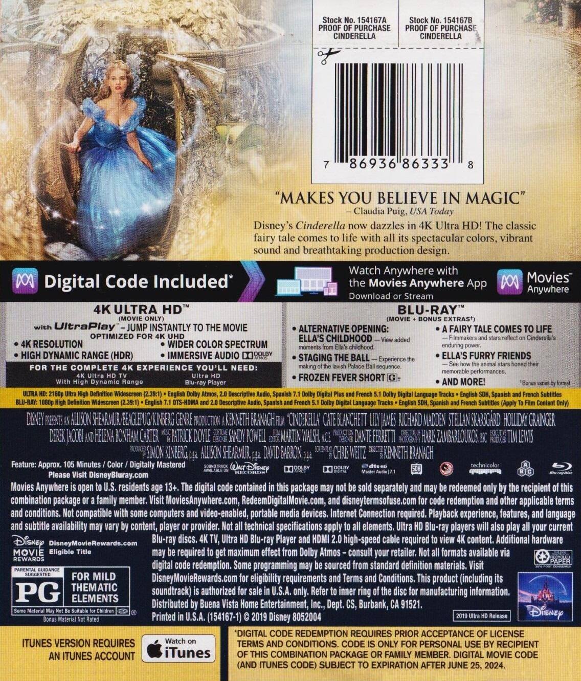 Alt View 1. Cinderella   - 4K Blu-Ray.