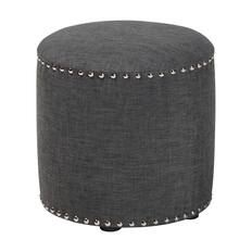 Front. Baxton Studio - Rosine Modern and Contemporary Fabric Upholstered Nail Trim Ottoman - Grey.