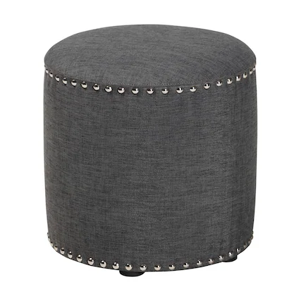 Front. Baxton Studio - Rosine Modern and Contemporary Fabric Upholstered Nail Trim Ottoman - Grey.