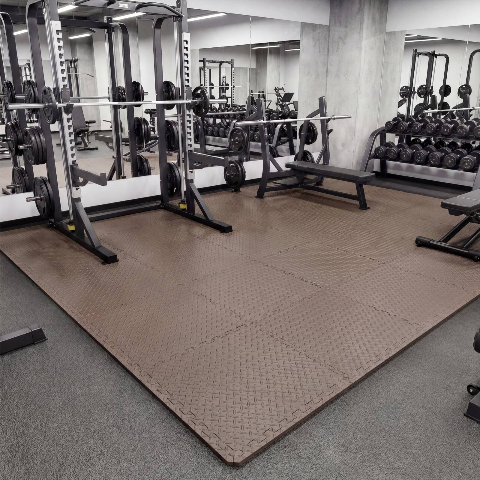 Alt View 1. Costway - Costway 24 Tiles 25" x 25" Puzzle Exercise Mat with Borders for Home Gym Playroom 104 sq.ft - Brown.
