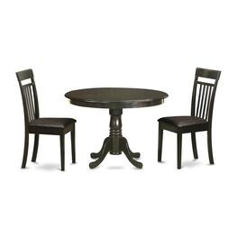 East West Furniture - 3 Pc Kitchen Table set-Table and 2 Dinette Chairs - Cappuccino