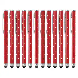 Unique Bargains - Stylus Pens for Touch Screens, 12pcs High Precision Universal Bling Metal Capacitive Pen for Touch Screen Devices Phone - Red