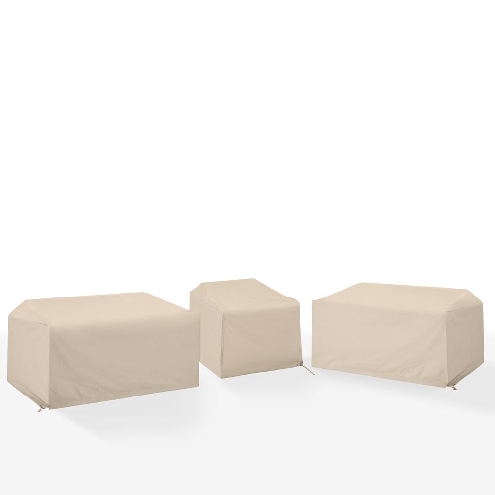 Alt View 2. Crosley Furniture - 3Pc Outdoor Sectional Furniture Cover Set - 2 Loveseats & 1 Chair - Tan.