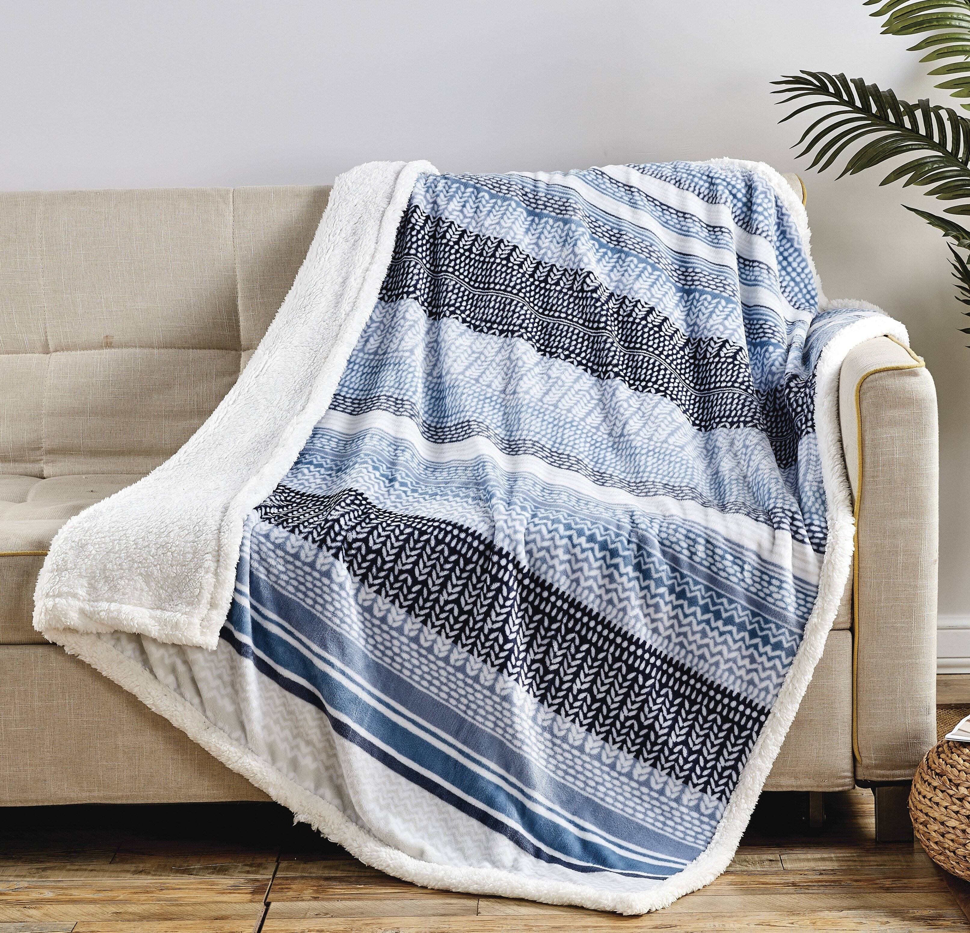 Noble House - Noble Home Soft & Cozy Faux Shearling Printed Throw Blanket 50' x 60' - Anissa