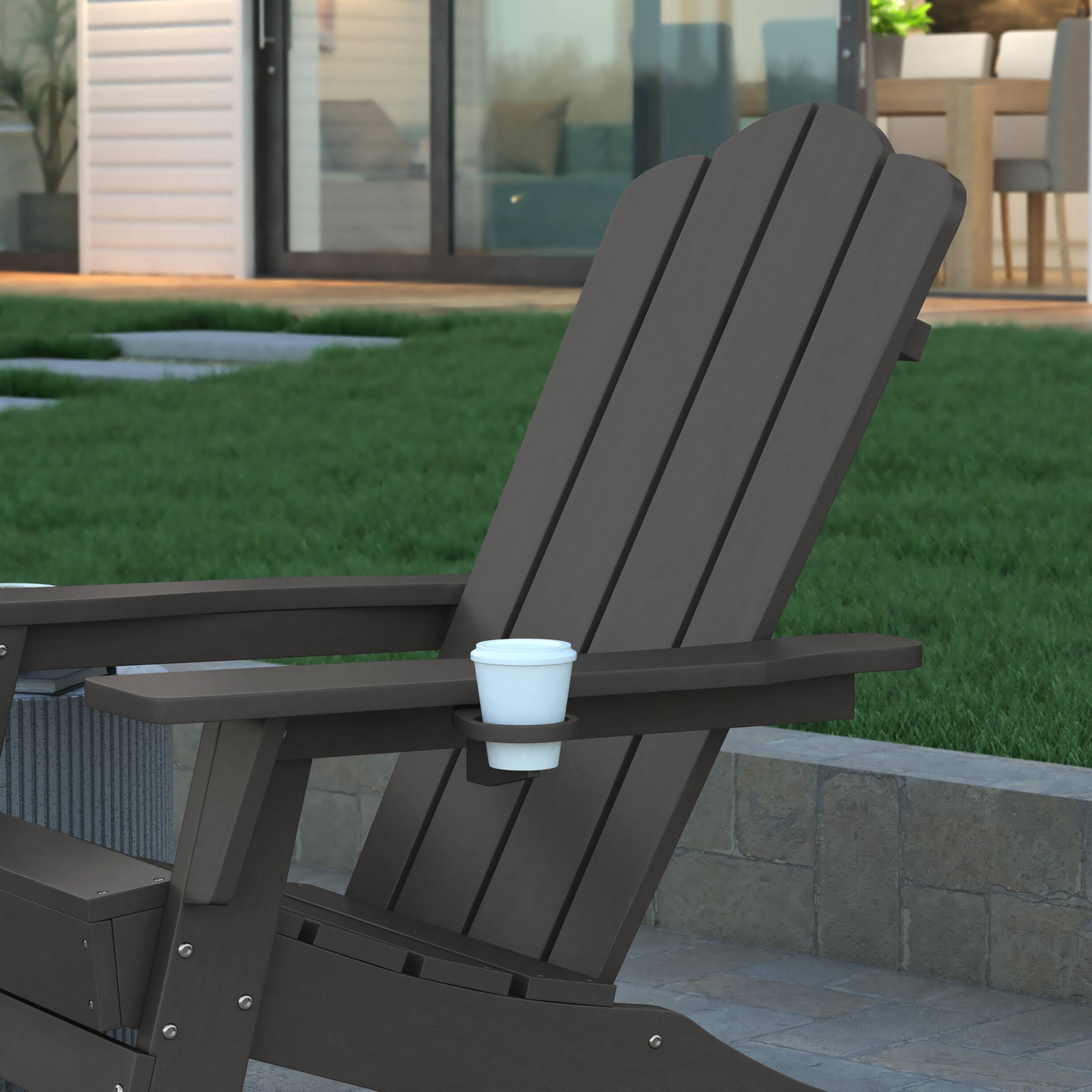Alt View 4. Emma + Oliver - Haley Adirondack Rocking Chair with Cup Holder, Weather Resistant HDPE Adirondack Rocking Chair - Gray.