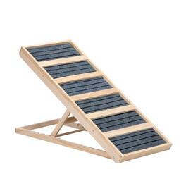 APRILSOUL - 39in Long Wooden Pet Ramp Folding Dog Cat Ramp with Height Adjustment From 16.3in to 24in and Non-Slip Mat for Bed Couch