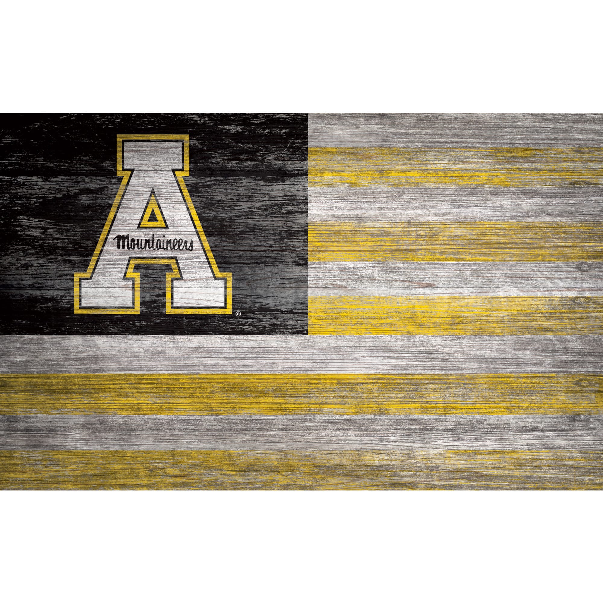 Front. Fan Creations - Appalachian State Mountaineers 11'' x 19'' Distressed Flag Sign - Multicolor.