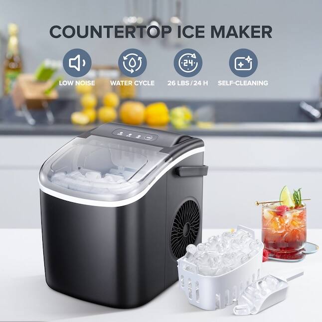 Electactic 26 lb Ice Per day Portable/Countertop Bullet Ice Maker ...