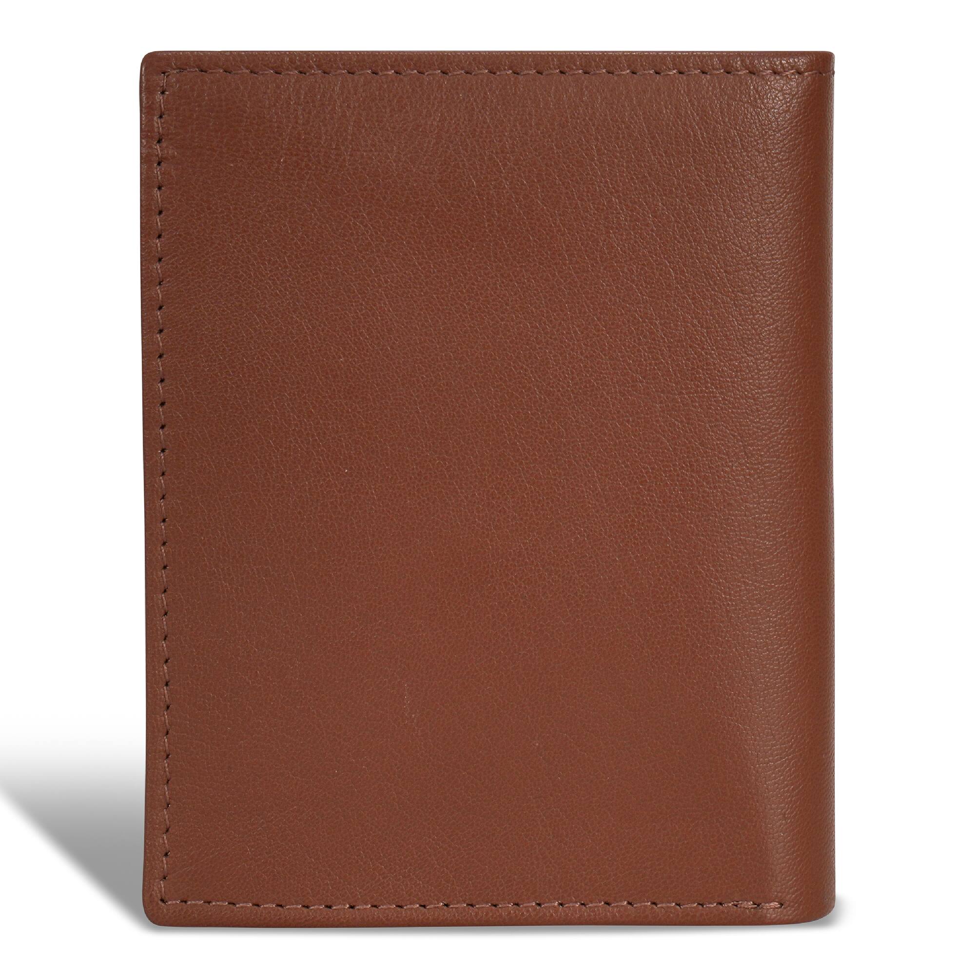 Back. Champs - Onyx Collection Leather Vertical Wallet - Brown.