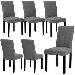 Vecelo - Modern Dining Chairs Set of 6 - High Back PU Leather, Ergonomic Support, 260lb Capacity, Solid Wood Legs - Dark Gray