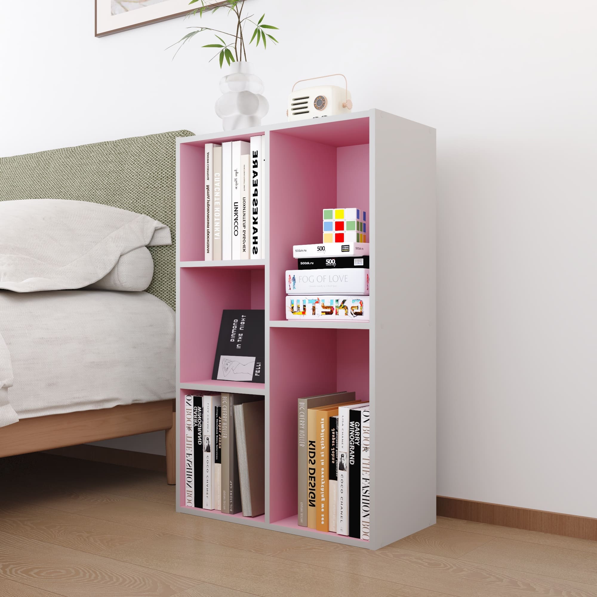 Photos - Display Cabinet / Bookcase HOMLUX - 5-Cube 31.5" Wooden Reversible Bookcase Standing Bookshelf Storage Organizer Bookshelves for Office Living Room, Pi