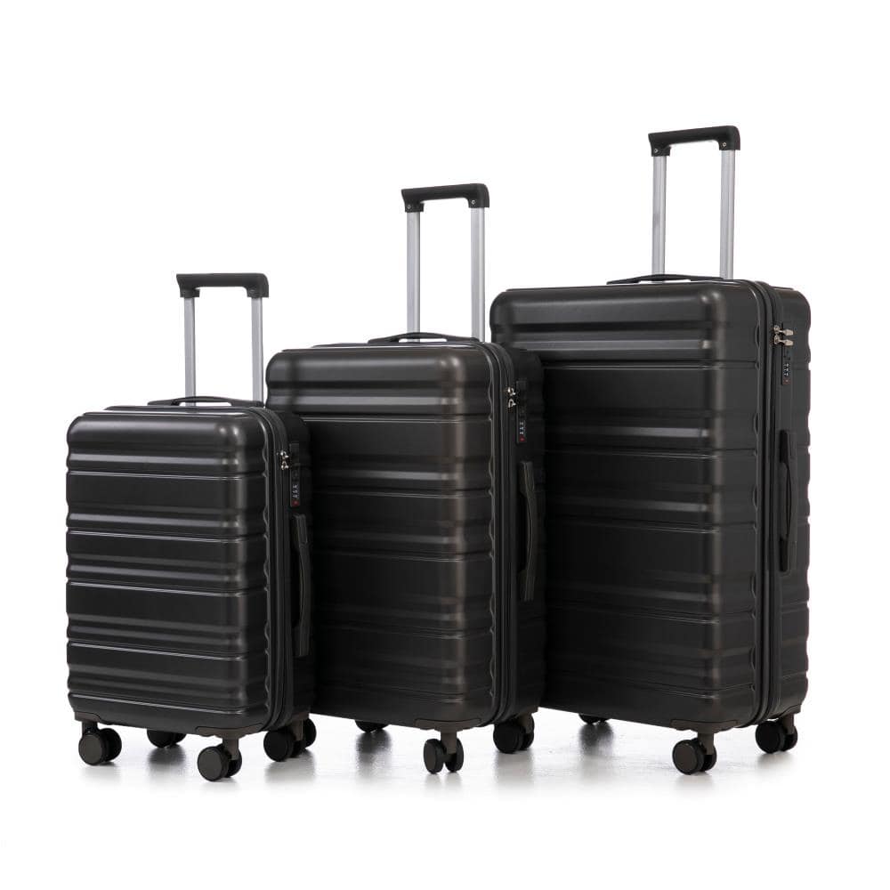 BreeBe - HIFINE TOURIST 3-Piece ABS Spinner Wheel Luggage Set 20'/24'/28', Carry-On Suitcases with Matching Colors and Lock - Dark