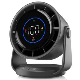 PRIMEPLUS - Desk Fan Turbo 100-Speed Digital, Low Noise 105° Tilt, 7.5" Rechargeable Wall-Mounted for Home Office Travel - Gray