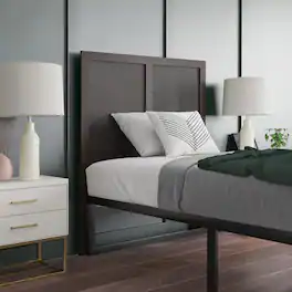 Emma + Oliver - Omar Paneled Wooden Adjustable Headboard Only - Dark Brown