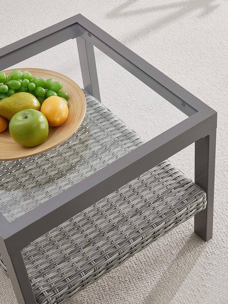 Left. Songmics Home - SONGMICS HOME Sencillo Collection - Glass Table - Gray.