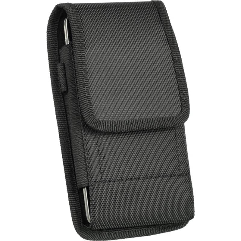 Front. LUXMO - LUXMO Large Vertical Universal Nylon Phone Pouch - Black - Black.
