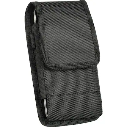 Front. LUXMO - LUXMO Large Vertical Universal Nylon Phone Pouch - Black - Black.