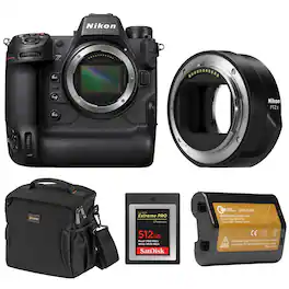 Bundle - Nikon - Z9 Mirrorless Camera with FTZ II Mount Adapter, with 512GB Memory Card, Li-Ion Battery and Shoulder Bag