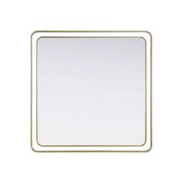 Elegant Decor - Contour Metal Square Mirror 42x42 - Brass