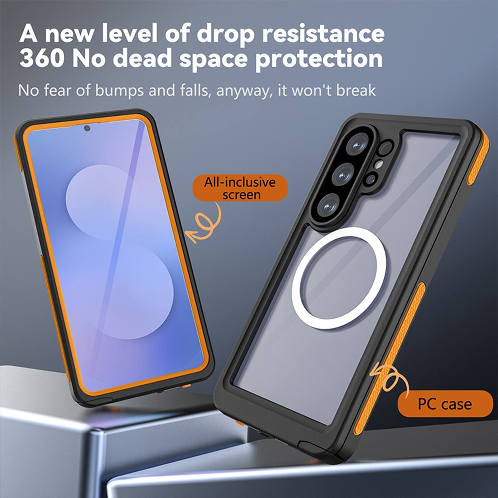A new level of drop resistance  
360 No dead space protection  
No fear of bumps and falls, anyway, it won't break  
All-inclusive screen  
PC case