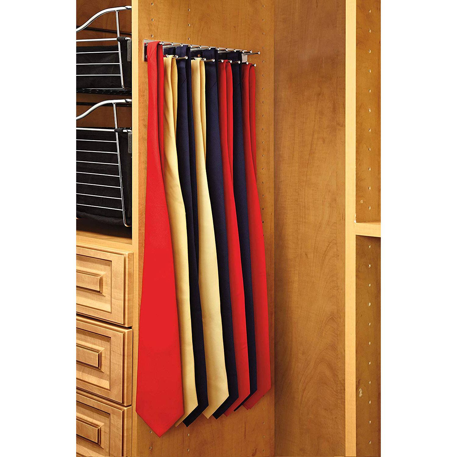 Alt View 3. Rev-A-Shelf - Rev-A-Shelf TRC-14CR 14-Inch Side Mount Extending Tie Rack, Chrome (2 Pack) - Chrome.
