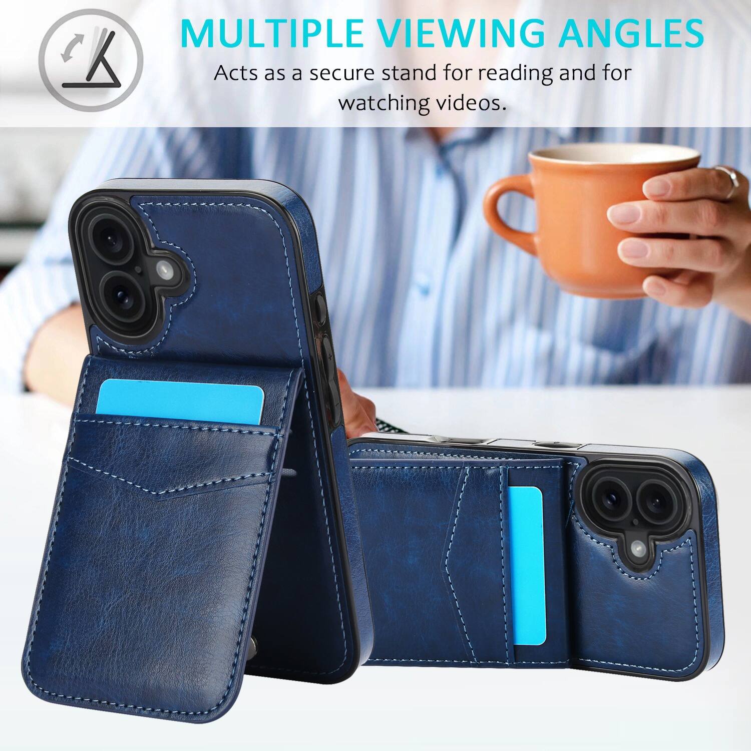 MULTIPLE VIEWING ANGLES  
Acts as a secure stand for reading and for watching videos.