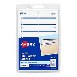 Avery - Easy Peel Laser/Inkjet File Folder Labels, 2/3" x 3-7/16", 252 Labels/Pack - White/Dark Blue