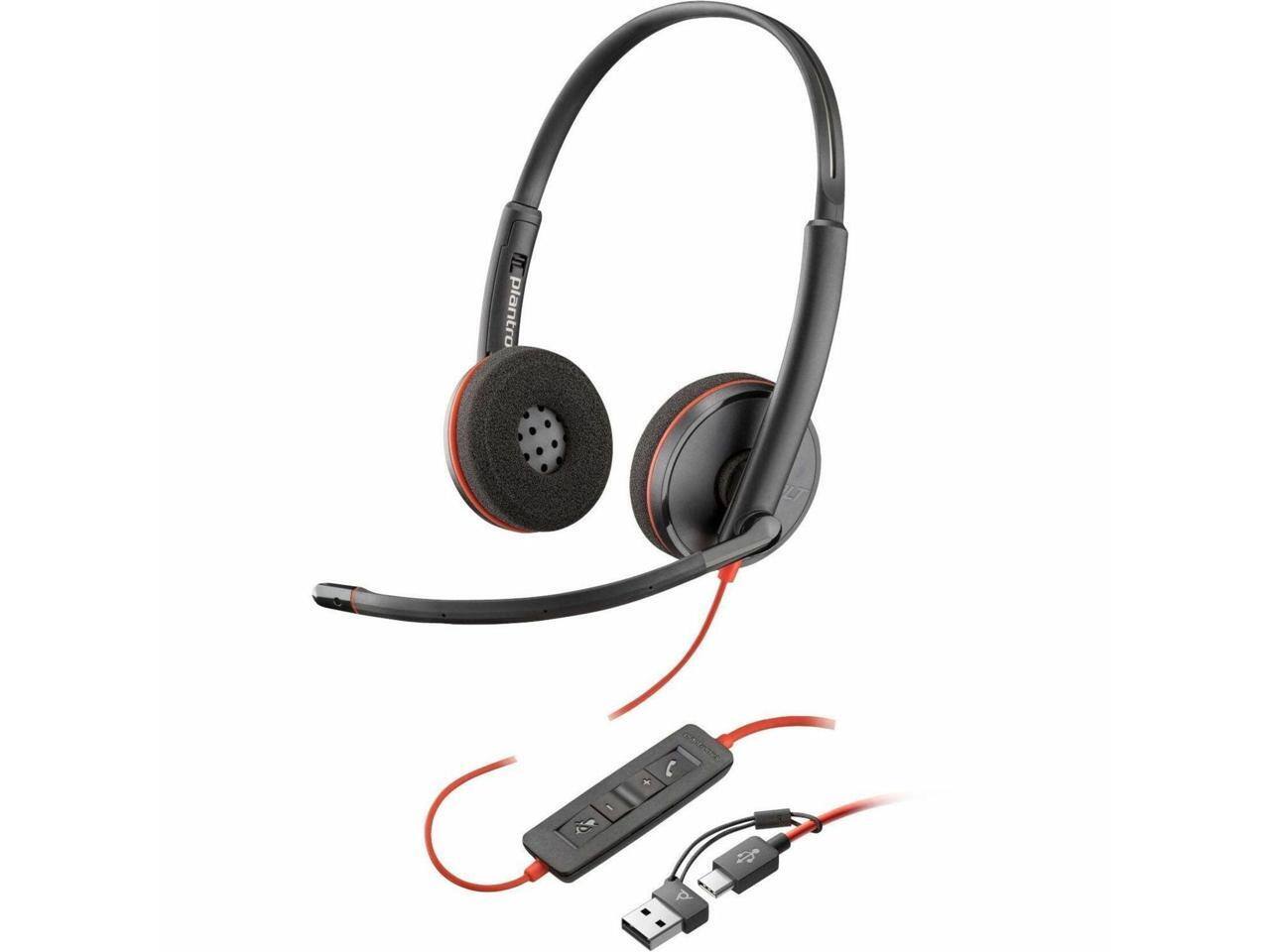 Alt View 1. HP - Poly Blackwire 3220 USB-C Stereo Headset w/ Adapter - Black.