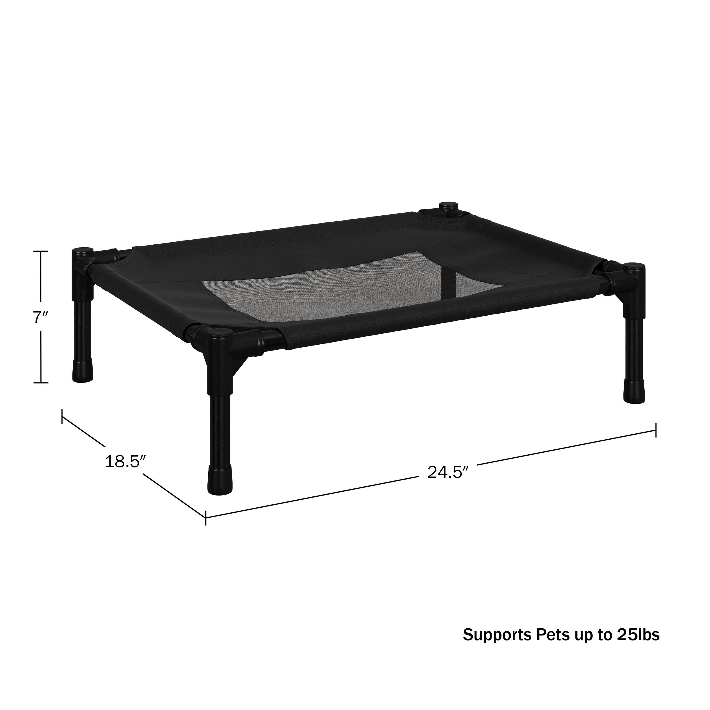 T 7" I 18.5" 24.5" Supports Pets up to 25lbs