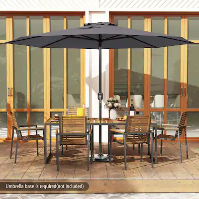 12FT Outdoor Patio Umbrella, 8-Rib Market Umbrella with Crank Handle & Vented Canopy, Sun-Protective Waterproof for Deck, Poolside, Garden Gray 12FT Outdoor Patio Umbrella, 8-Rib Market Umbrella with Crank Handle & Vented Canopy, Sun-Protective Waterproof for Deck, Poolside, Garden Gray