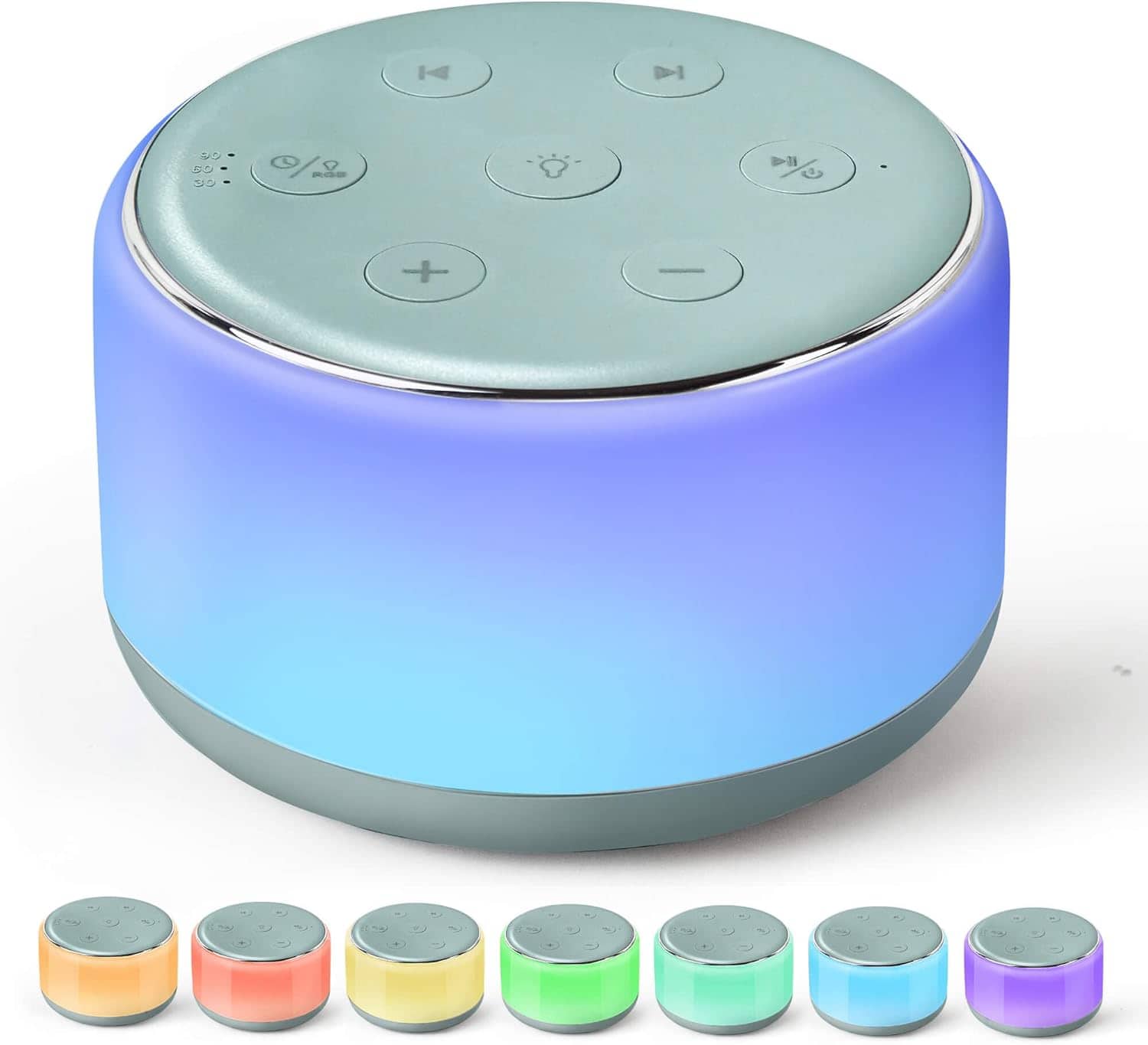 FINEAK - White Noise Sound Machine Baby for Sleeping with Night Light 34 Soothing Sounds - Slate