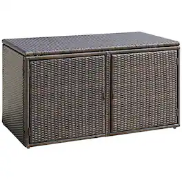 Costway - 88 Gallon Garden Patio Rattan Storage Container Box Bin Shelf - Mix Brown