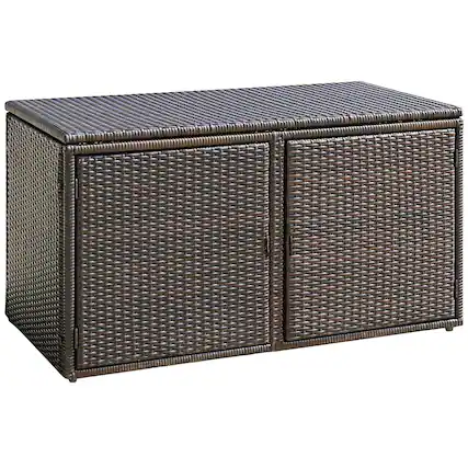 Front. Costway - Costway 73 Gallon Garden Patio Rattan Storage Container Box Bin Shelf - Mix Brown.