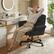 Front. Bestier - Ergonomic Cross-Legged Office Chair with Flip-Up Arms, Swivel Wheels & Adjustable Backrest for Computer Office Desk - Black PU leather.