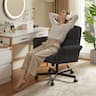 Bestier - Ergonomic Cross-Legged Office Chair with Flip-Up Arms, Swivel Wheels & Adjustable Backrest for Computer Office Desk - Black PU leather