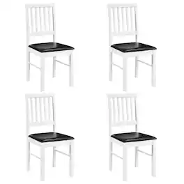 Gymax - Dining Chairs Set of 4 w/ Hollowed Backrest Padded Seat & Rubber Wood Legs - White