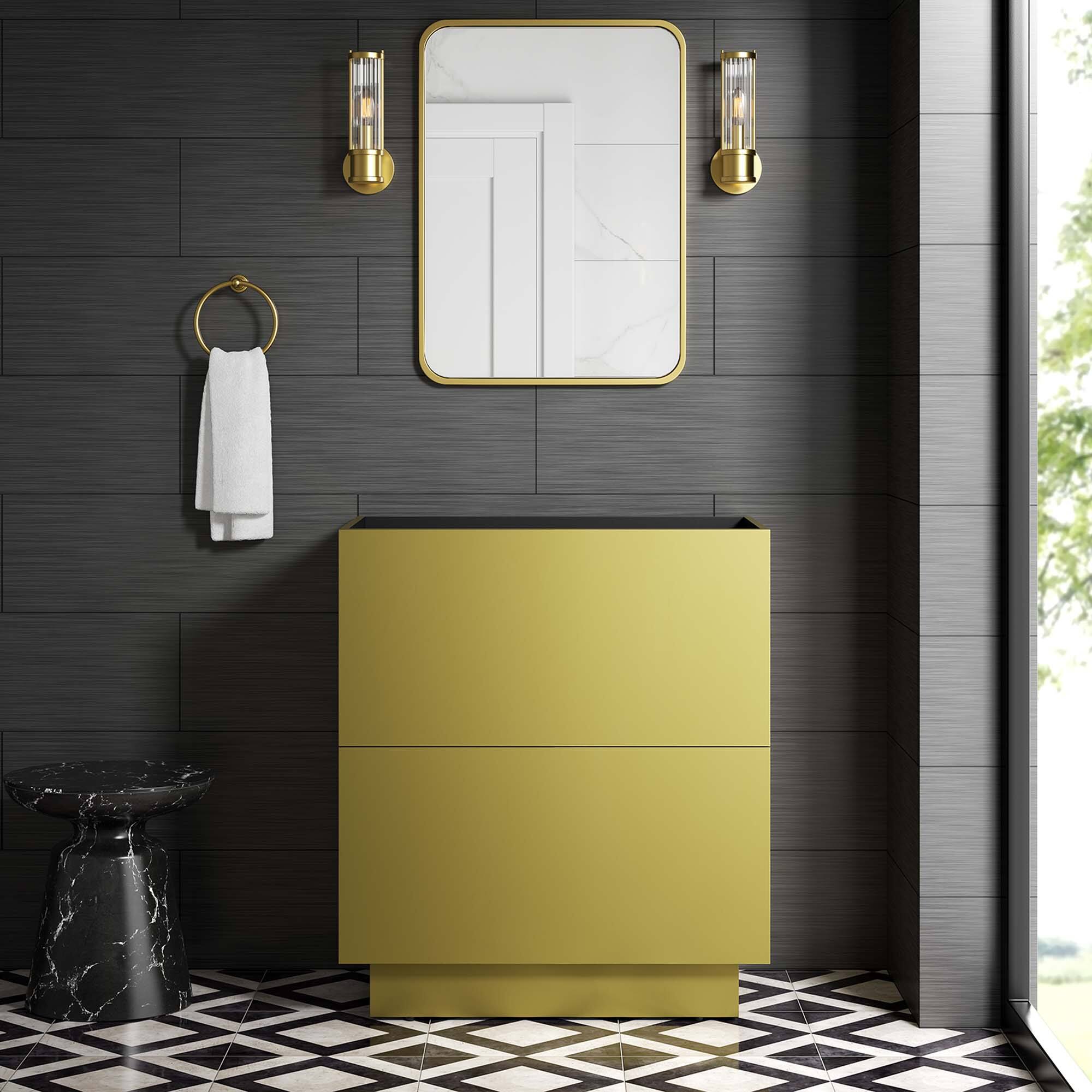 Front. Modway - Quantum Bathroom Cabinet Basin Not Included by Modway - Gold.