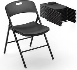 Winado - 10PCS Portable Folding Chairs Plastic Commercial Seating with Steel Frame for Indoor Outdoor Dining Party Wedding School - Black
