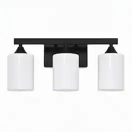 RYHNUYNE - Matte Black 3-Light Bathroom Vanity Light, Moisture-Resistant Metal Wall Sconce with Frosted Glass Shades