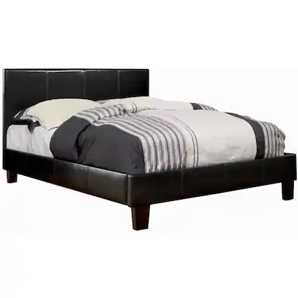 Front. Manhattan Lane - Platform Style Leatherette California King Bed with Tapered Feet - Brown.