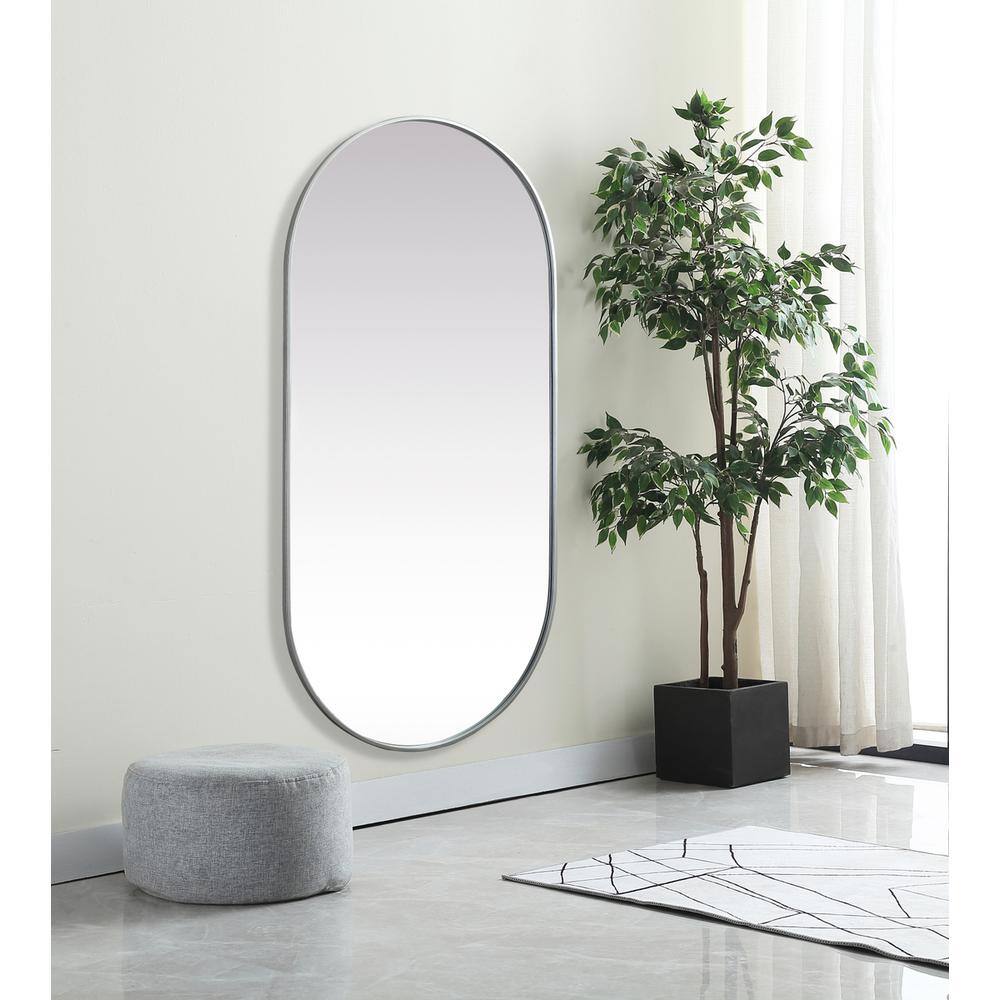 Alt View 6. Elegant Decor - Metal Frame Oval Mirror 30x60 Inch in Silver - Silver.
