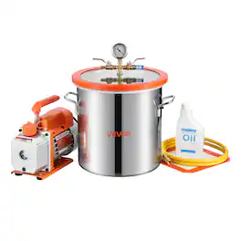 VEVOR - 3 Gallon Vacuum Chamber with Pump, 3.5 CFM, Single Stage Vacuum Pump, Stainless Steel Degassing Chamber Kit