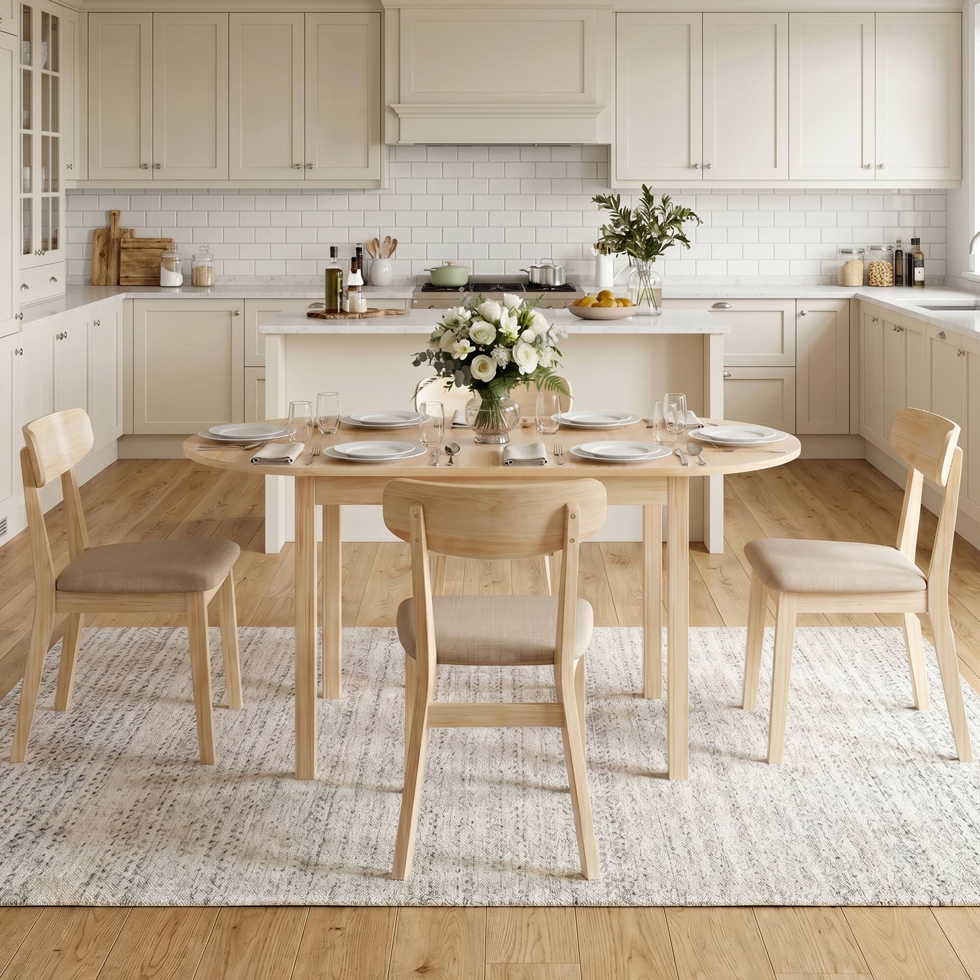 Alt View 1. Homcom - Wood Kitchen Table - Natural wood finish.