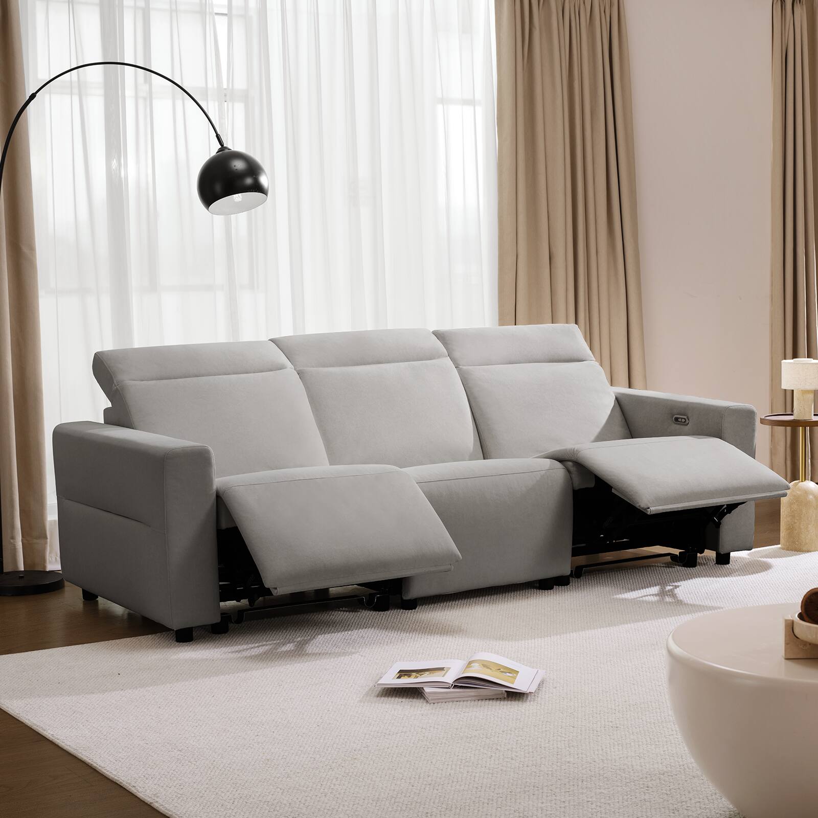Front. ModernMate - Zero Wall & Zero Gravity Power Reclining Sofa, Pet Friendly Fabric with USB & Type-C Ports for Living Room - Gray.