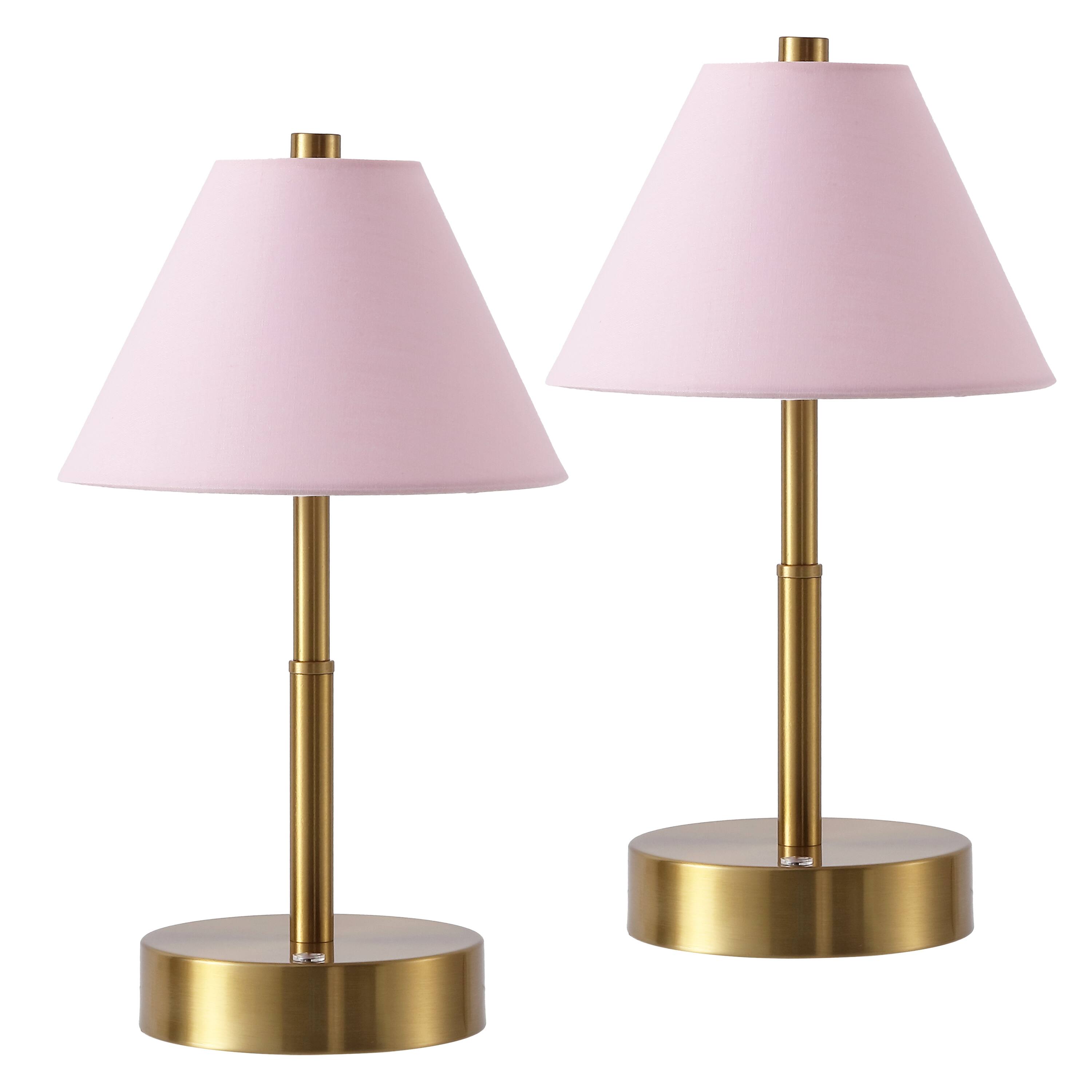 Alt View 7. Jonathan Y - Cordelia 11.13" Metal Candlestick Rechargeable Table Lamp Set of 2 Brass Gold with Pink Shade and Touch Sensor Dimmer - Brass Gold.