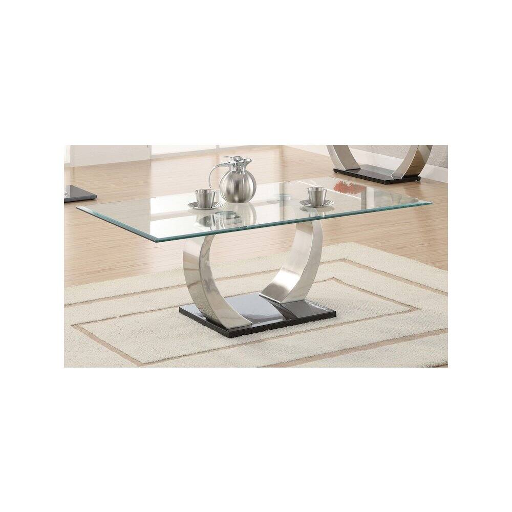 Alt View 2. Coaster Co. of America - Pruitt Rectangular Glass Top Metal Coffee Table Satin Silver - Silver.