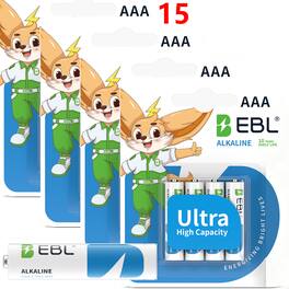 EBL - Ultra High Capacity Energy AAA Batteries 1.5V Triple A Alkaline Battery 10 Years Shelf Life 0 Leakage Safe No Hg No Cd.